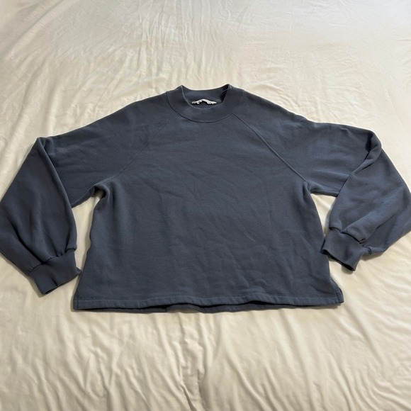 Abercrombie & Fitch Tops - Abercrombie & Fitch Womens Mock Neck Sweatshirt Blue Gray‎ Raglan Pullover Large